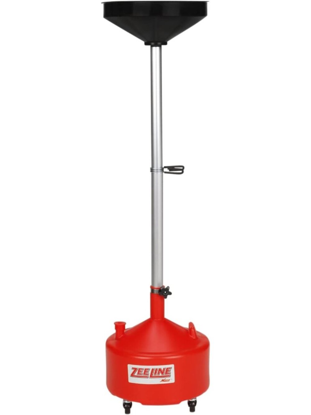Adjustable Height 8-Gallon Rolling Oil Drain with Funnel Screen & Swivel Casters